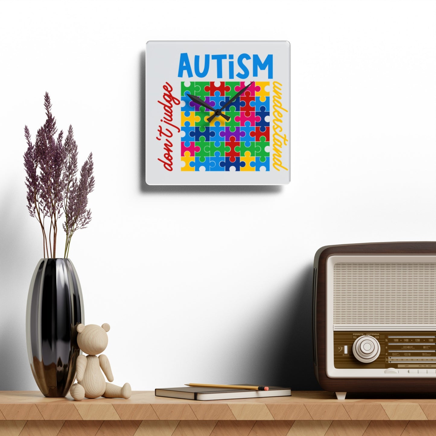 Autism Awareness Puzzle Piece Wall Clock