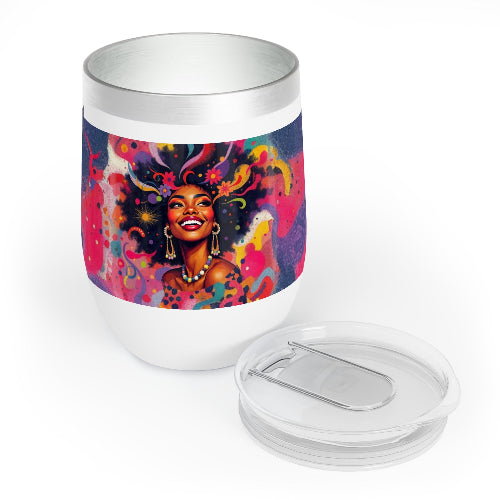 Vibrant Wine Tumbler, Let’s Party Drinkware for Gatherings, Gifts for Her, Colorful Insulated Mug, Party Accessory, Unique Wine Gift