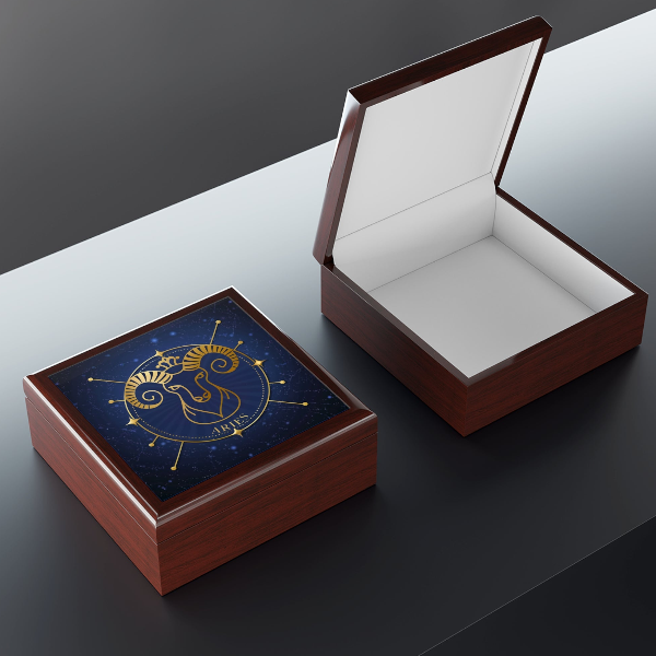 Zodiac Aries Jewelry Box - Celestial Aries Elegance