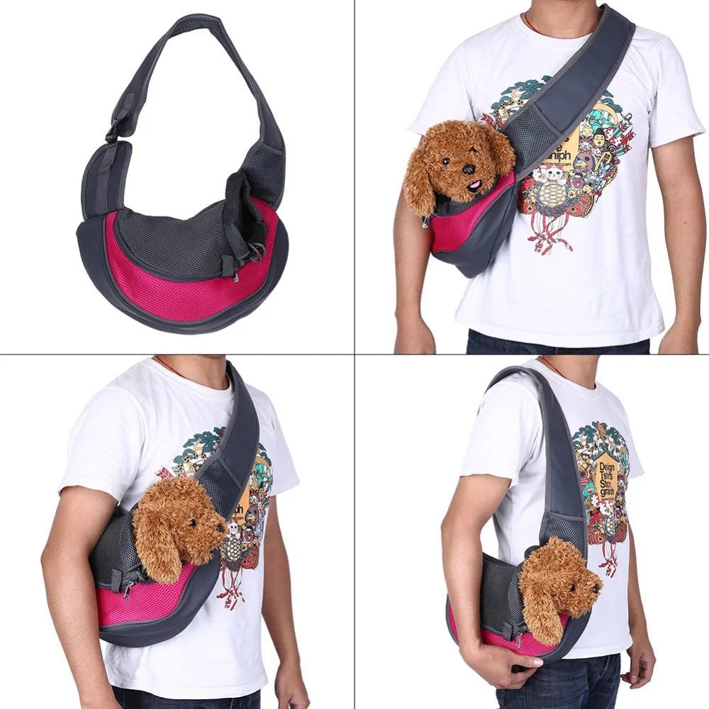 Pet Dog Sling Carrier, Breathable Mesh Portable Travel Pet Sling Shoulder Bag