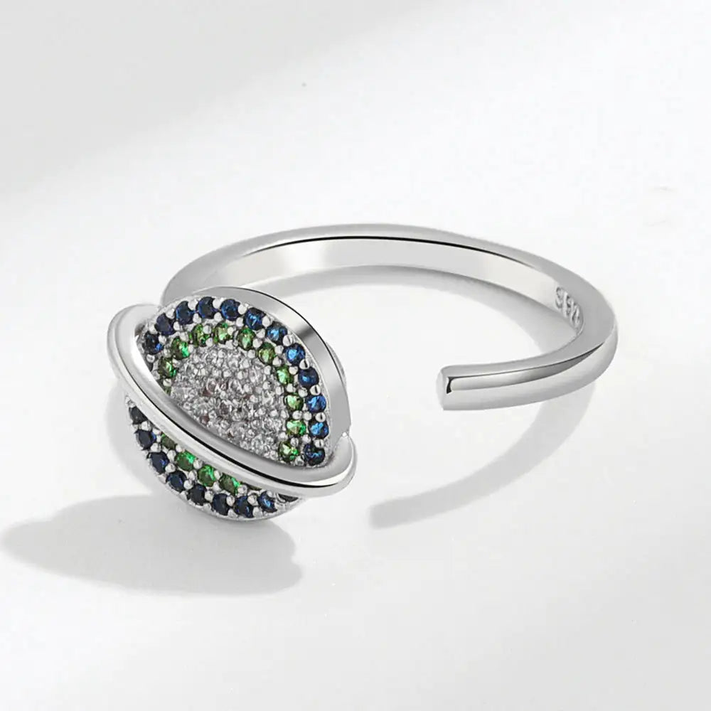 Elegant Orbit: Multicolored Gemstone Spinner Ring