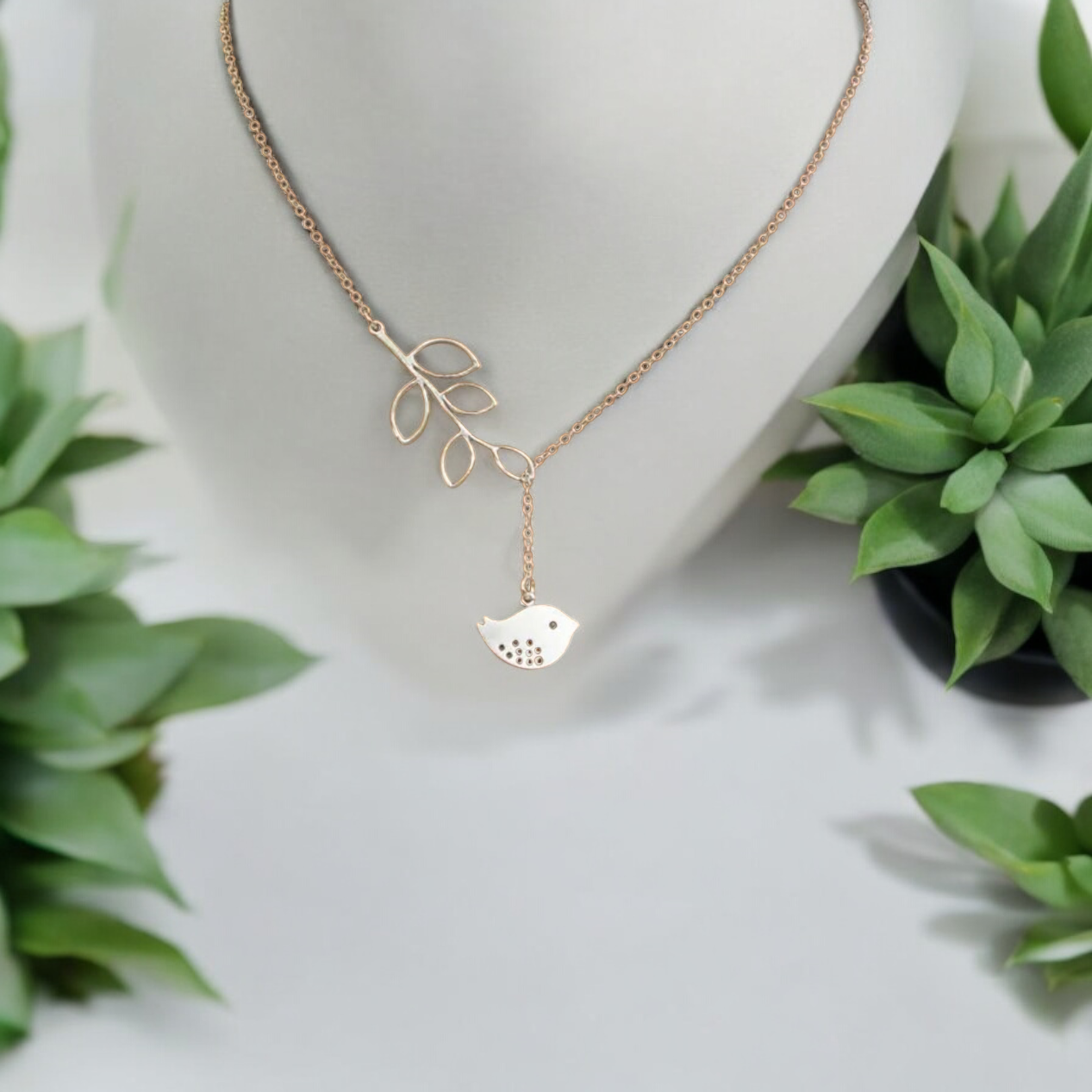 Elegant Infinity Loop Necklace with Bird Charm