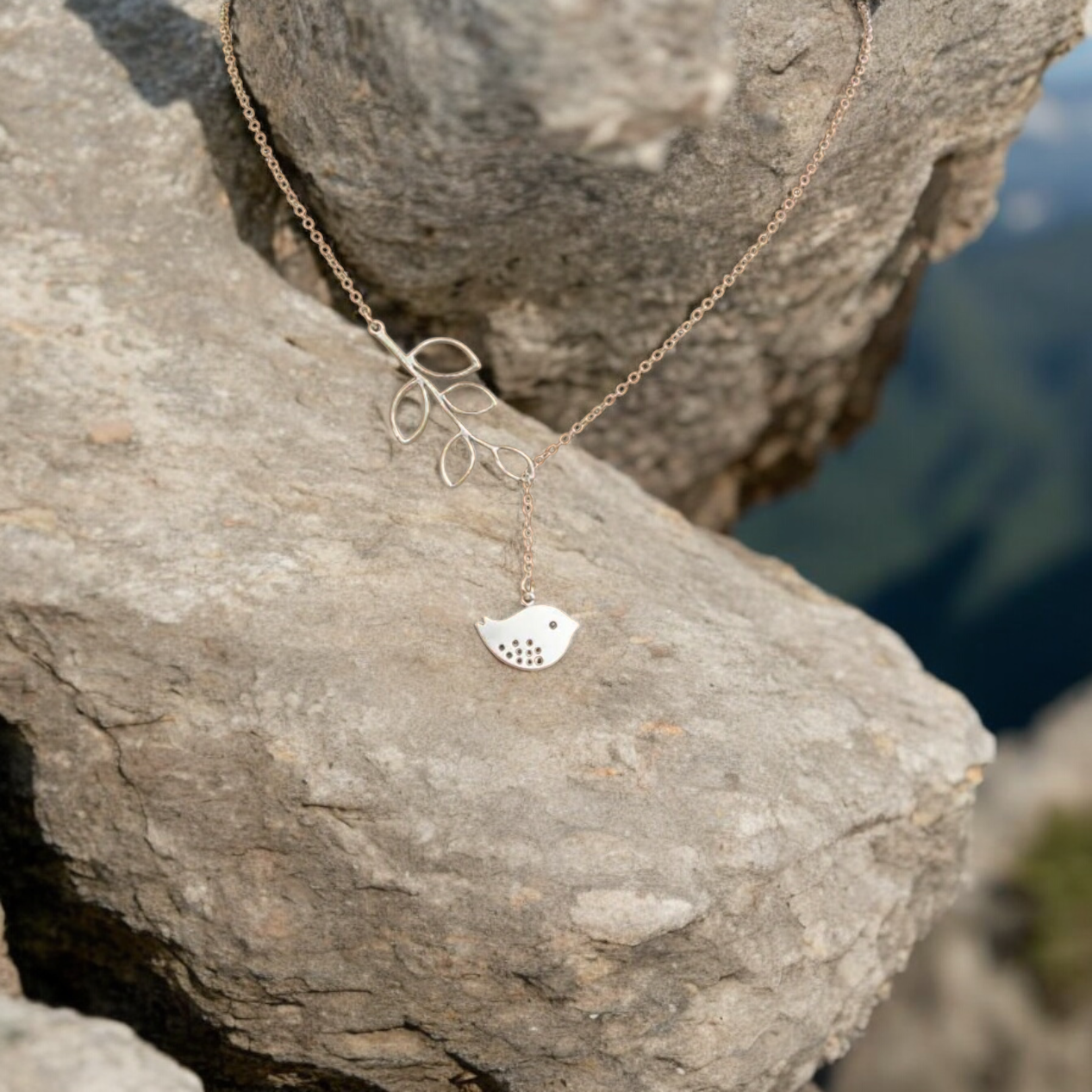 Elegant Infinity Loop Necklace with Bird Charm
