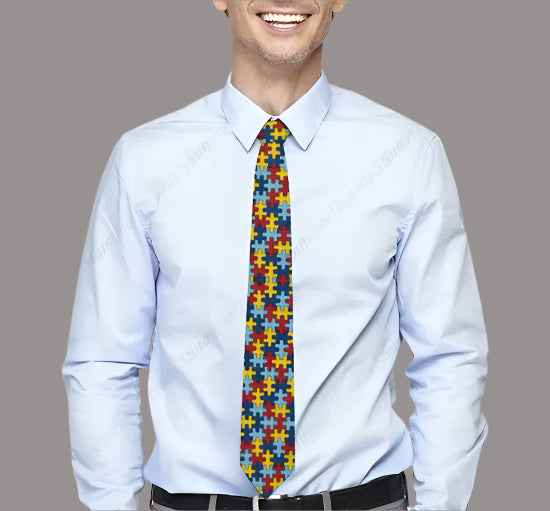 Autism Awareness Puzzle Piece Tie