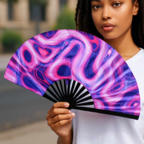 Rave Fan, Bamboo Folding Clack Hand Fan: Party Fan