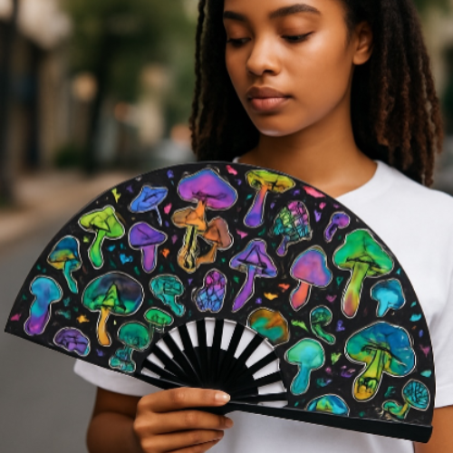 Rave Fan, Bamboo Folding Clack Hand Fan: Party Fan