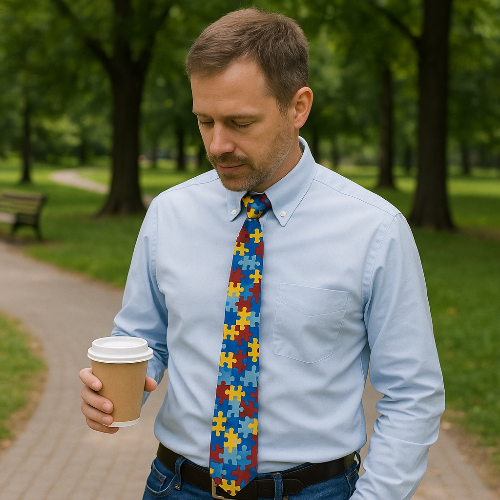 Autism Awareness Puzzle Piece Tie