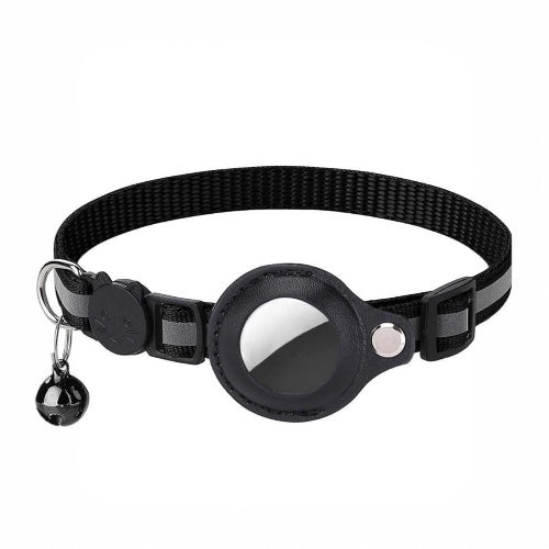 Reflective Pet Collar with AirTag Holder & Bell – Adjustable Anti-Lost Design for Cats & Small Dogs