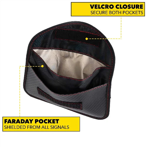 Faraday Bag for Phones and Car Keys, 2 Pack RFID Signal Blocking Bag, Carbon Fiber Material Shielding Case for Cell Phone Privacy Protection & Key Fob, Anti-Tracking Anti-Hacking Case Blocker