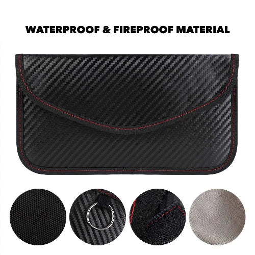 Faraday Bag for Phones and Car Keys, 2 Pack RFID Signal Blocking Bag, Carbon Fiber Material Shielding Case for Cell Phone Privacy Protection & Key Fob, Anti-Tracking Anti-Hacking Case Blocker