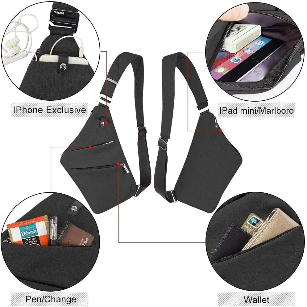 Anti-Theft Shoulder Bag - Anti-Theft Crossbody Bag for Women Men Travel Security Bag