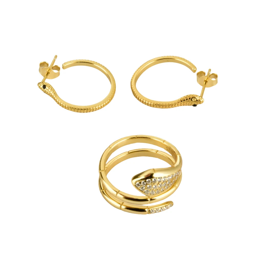 Three-Circle Snake Rings for Women