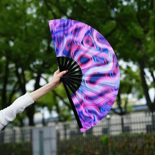 Rave Fan, Bamboo Folding Clack Hand Fan: Party Fan