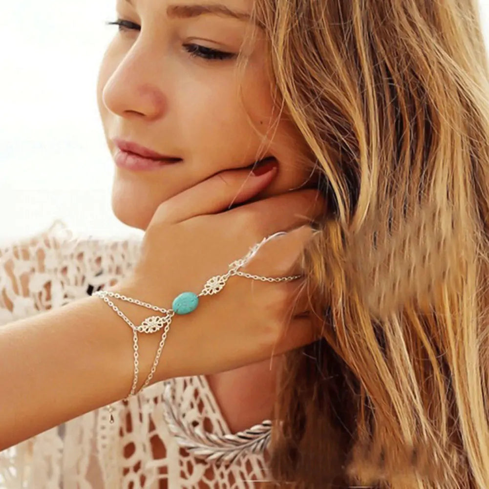 Turquoise Finger Ring Bracelet