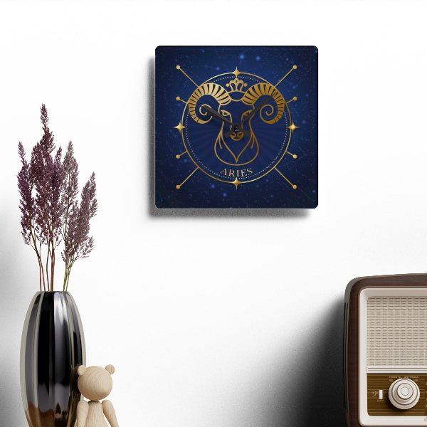 Zodiac Aries Wall Clock - Celestial Aries Constellation Timepiece