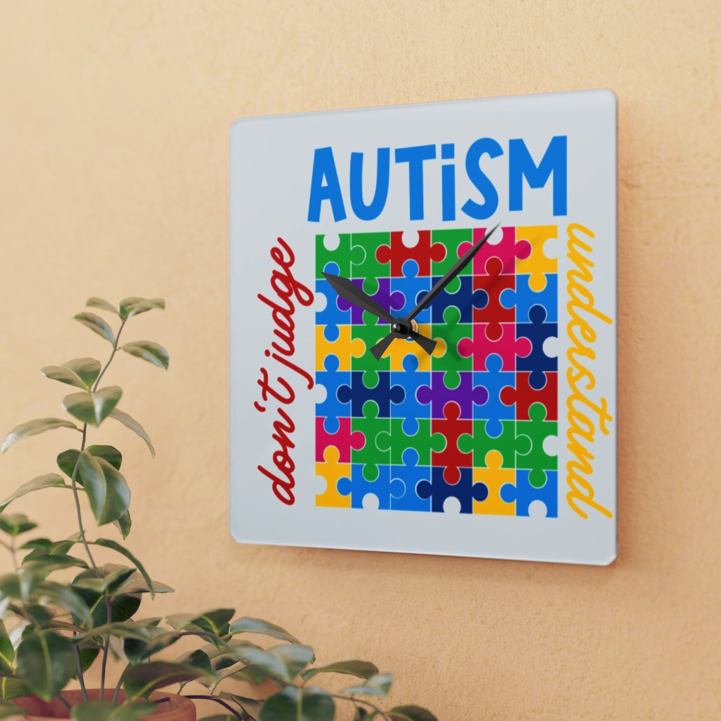 Autism Awareness Puzzle Piece Wall Clock