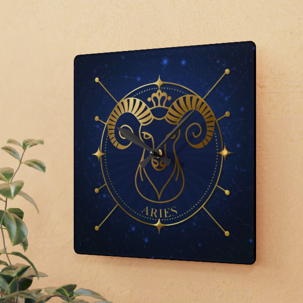 Zodiac Aries Wall Clock - Celestial Aries Constellation Timepiece