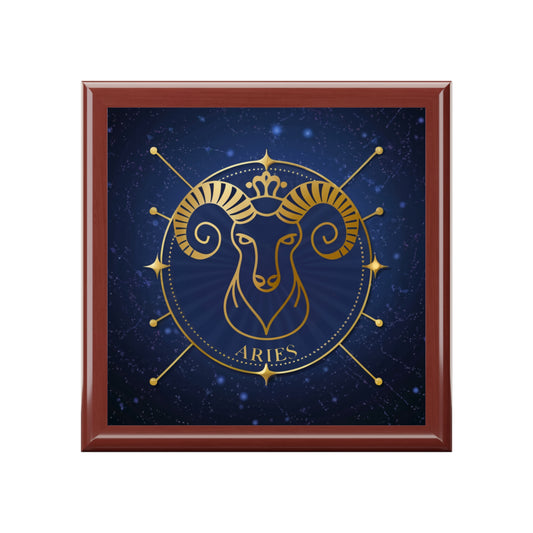 Zodiac Aries Jewelry Box - Celestial Aries Elegance