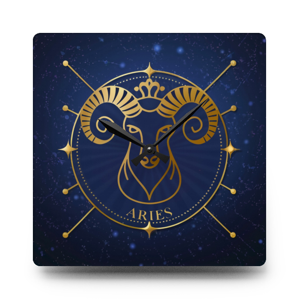 Zodiac Aries Wall Clock - Celestial Aries Constellation Timepiece