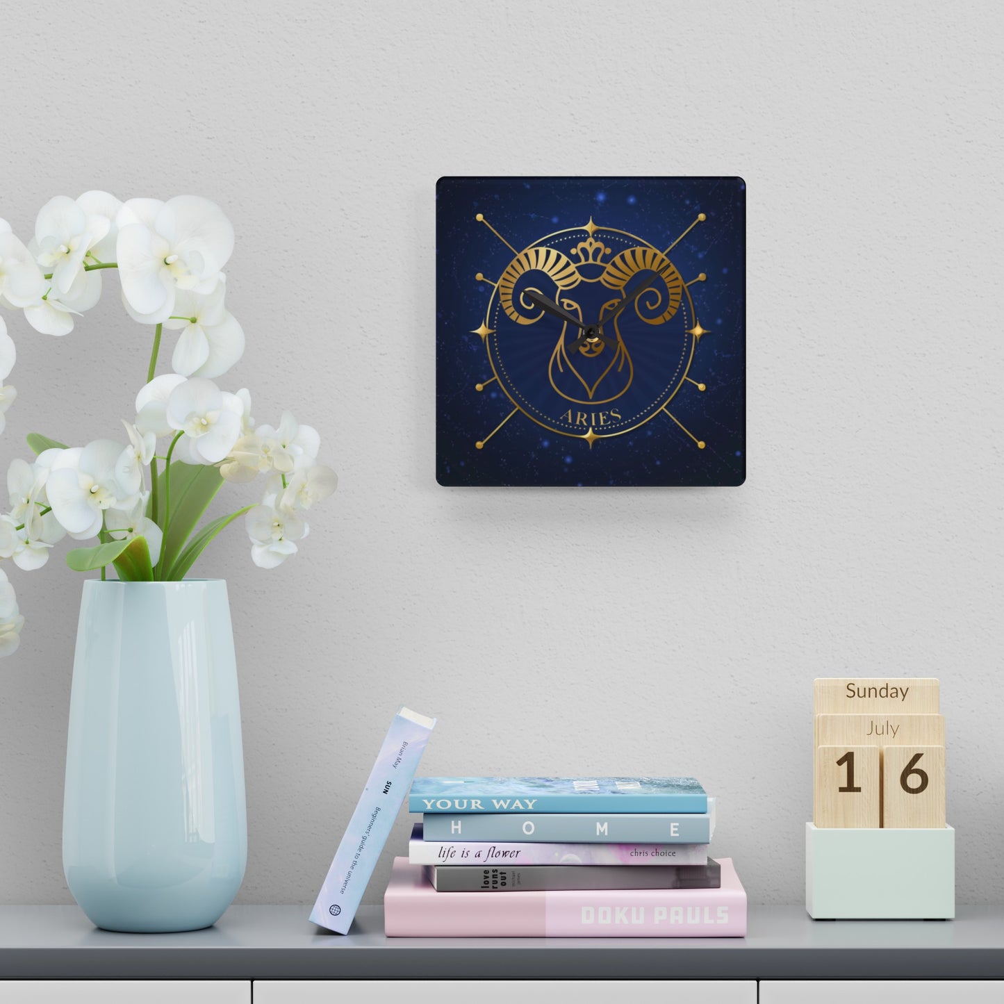 Zodiac Aries Wall Clock - Celestial Aries Constellation Timepiece