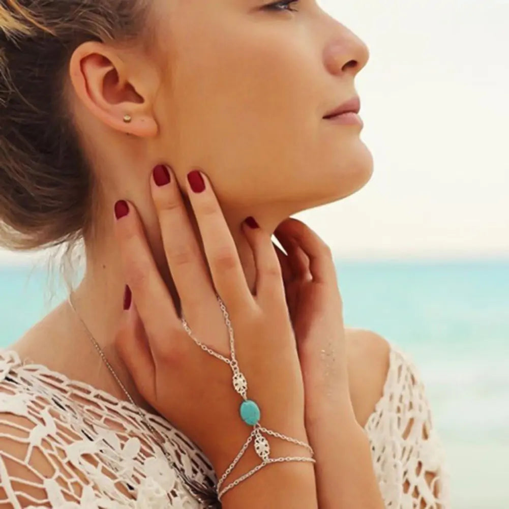 Turquoise Finger Ring Bracelet