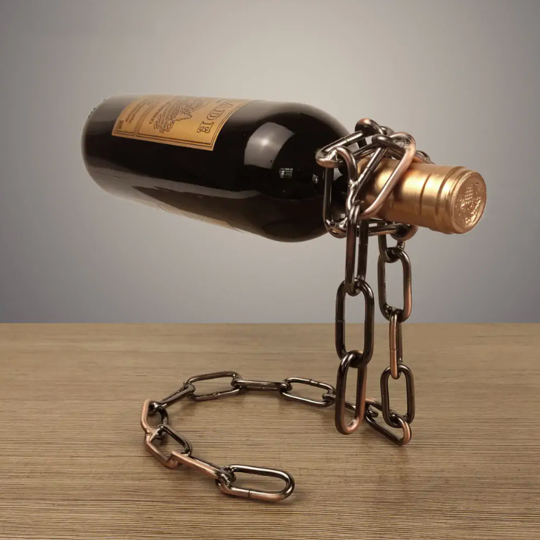 Magic Wine Bottle Holder Floating Steel Link Chain Wine Bottle Rack - Enchanting Chain Wine Rack