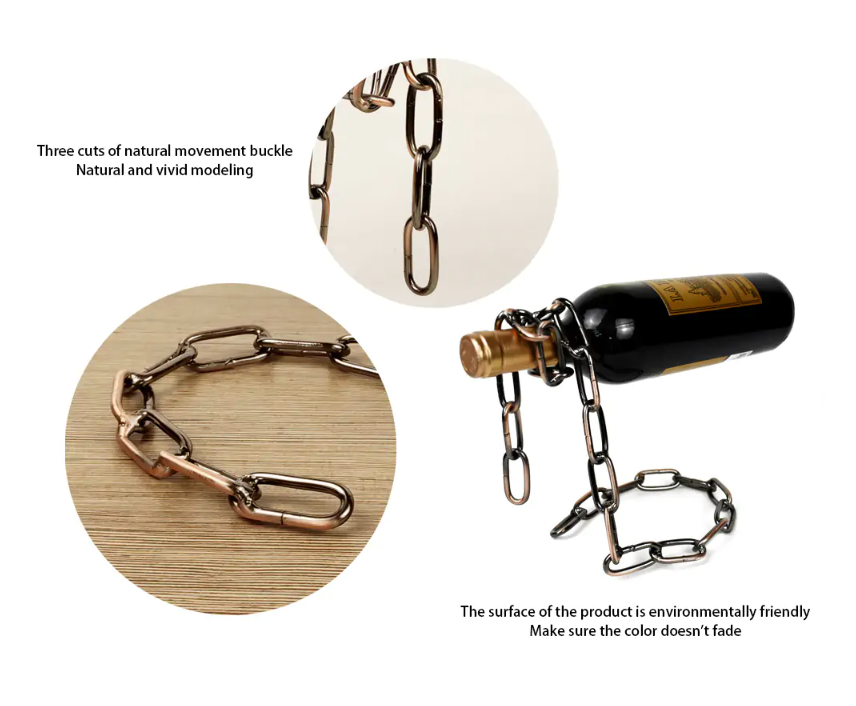Magic Wine Bottle Holder Floating Steel Link Chain Wine Bottle Rack - Enchanting Chain Wine Rack