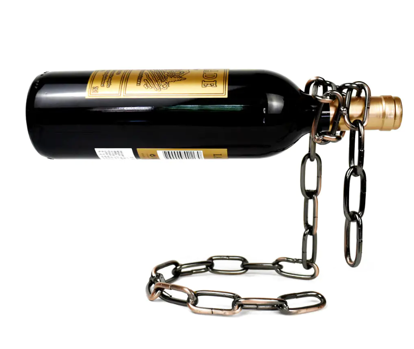 Magic Wine Bottle Holder Floating Steel Link Chain Wine Bottle Rack - Enchanting Chain Wine Rack