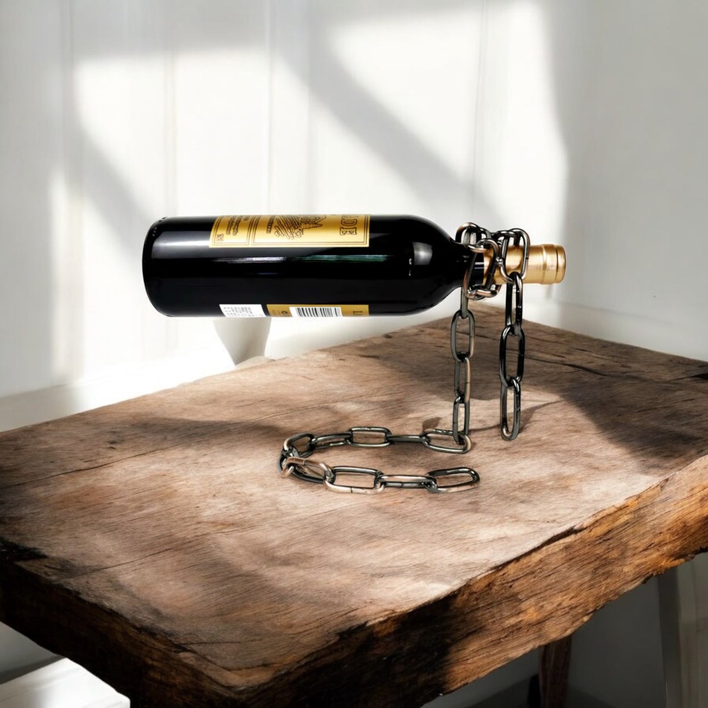 Magic Wine Bottle Holder Floating Steel Link Chain Wine Bottle Rack - Enchanting Chain Wine Rack