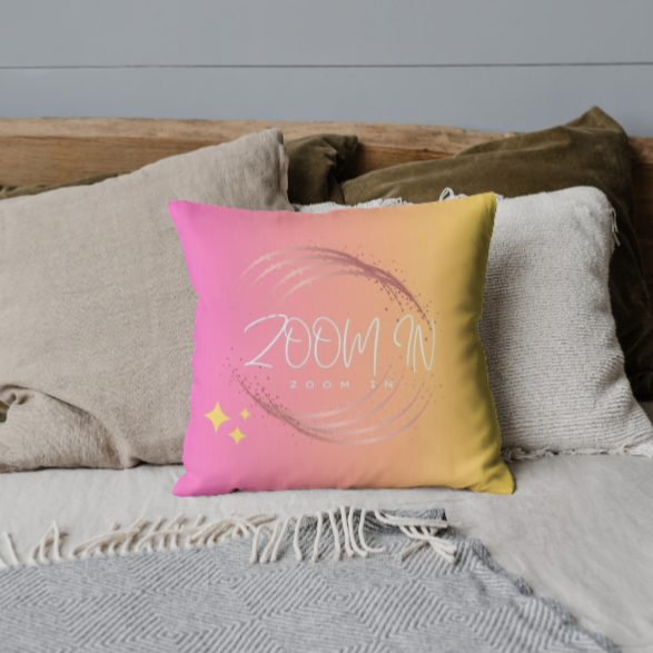Zoom In Square Pillow - Decorative Throw Pillow for Home Decor