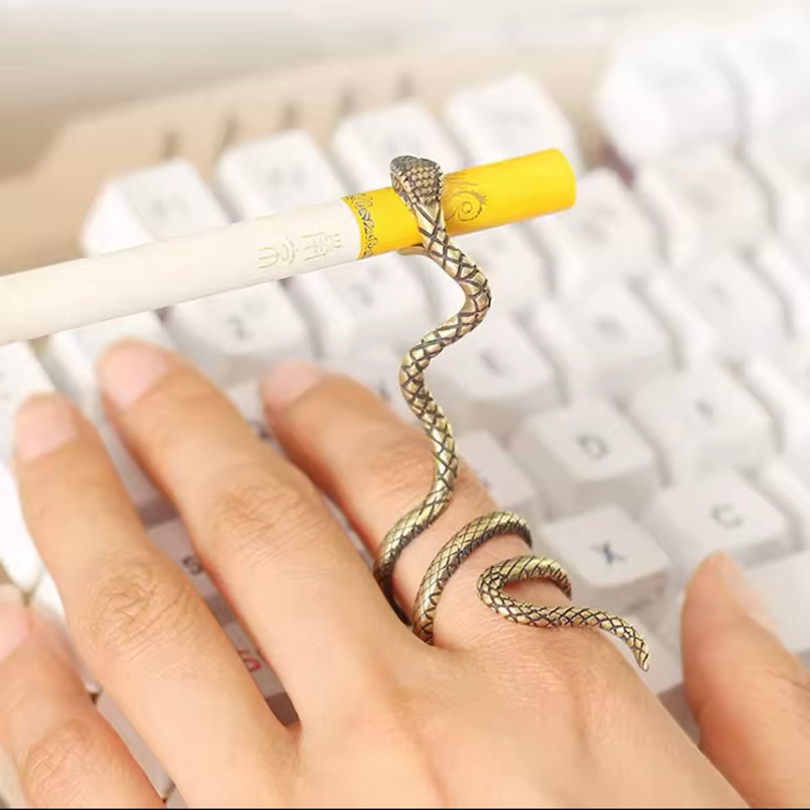 Gold and Silver King Cobra Snake Ring