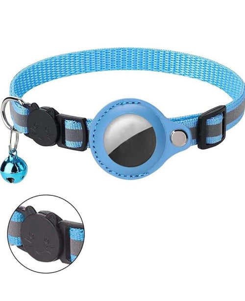 Reflective Pet Collar with AirTag Holder & Bell – Adjustable Anti-Lost Design for Cats & Small Dogs