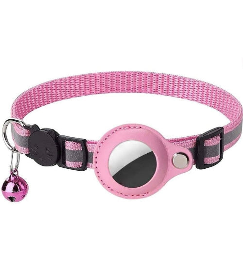 Reflective Pet Collar with AirTag Holder & Bell – Adjustable Anti-Lost Design for Cats & Small Dogs