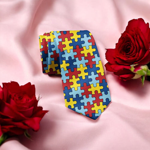 Autism Awareness Puzzle Piece Tie