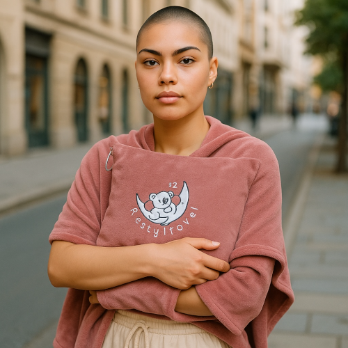 Pink Compact Travel Blanket with Bag – Lightweight Airplane Blanket & Pillow Combo – Portable with Carabiner for Plane, Train, or Car