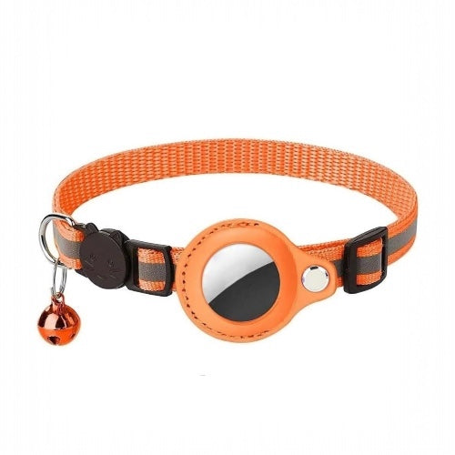 Reflective Pet Collar with AirTag Holder & Bell – Adjustable Anti-Lost Design for Cats & Small Dogs