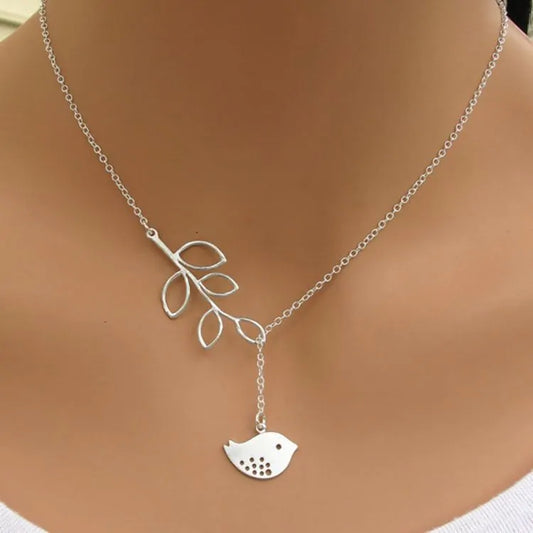 Elegant Infinity Loop Necklace with Bird Charm